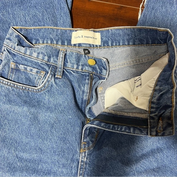 TRIARCHY X Josephine Skriver Jeans High Rise Relaxed Ripped Indigo Wash Size 28 - Picture 10 of 16